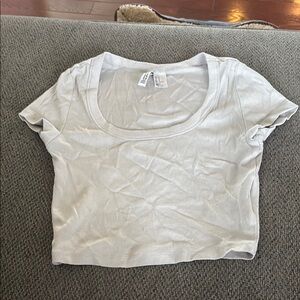 H&M White Fitted Crop T-Shirt